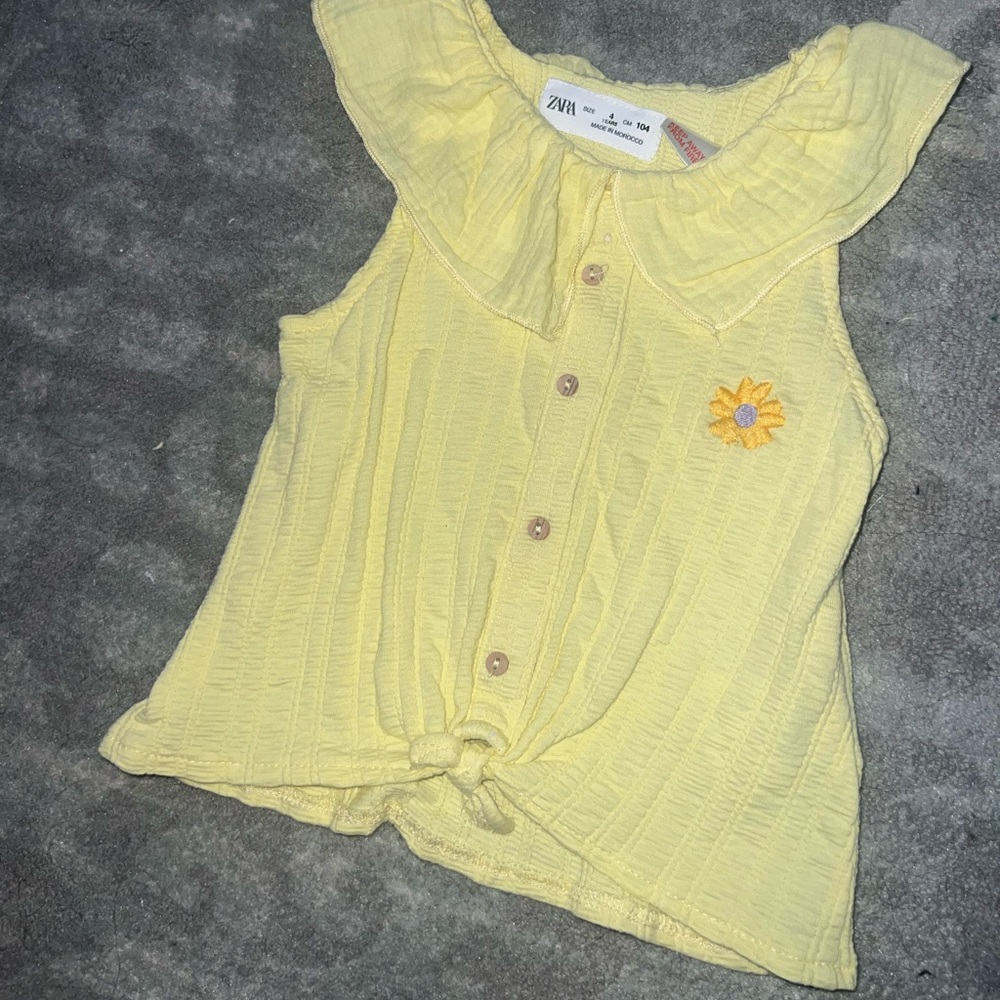 Zara Kids Light Yellow Ruffled Blouse